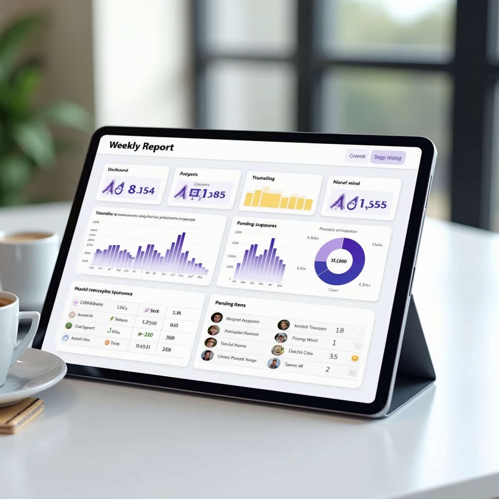 Dashboard mit wöchentlichem Belegbericht und Statistiken